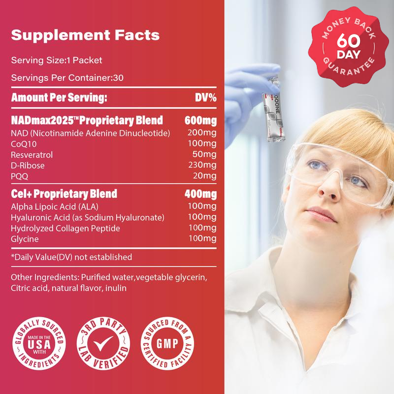 NAD+ 1000mg LipoBlend™ (Delicious Raspberry Formula)