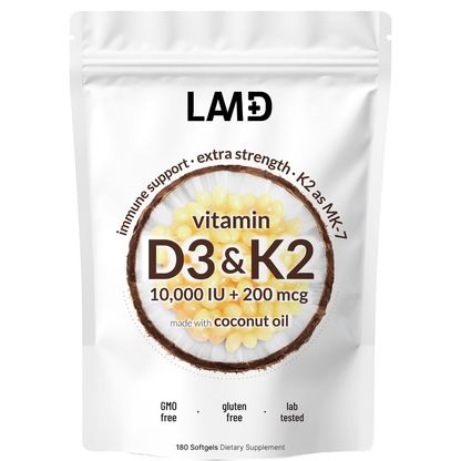 LAMD Vitamin D3 K2 Supplement Softgels