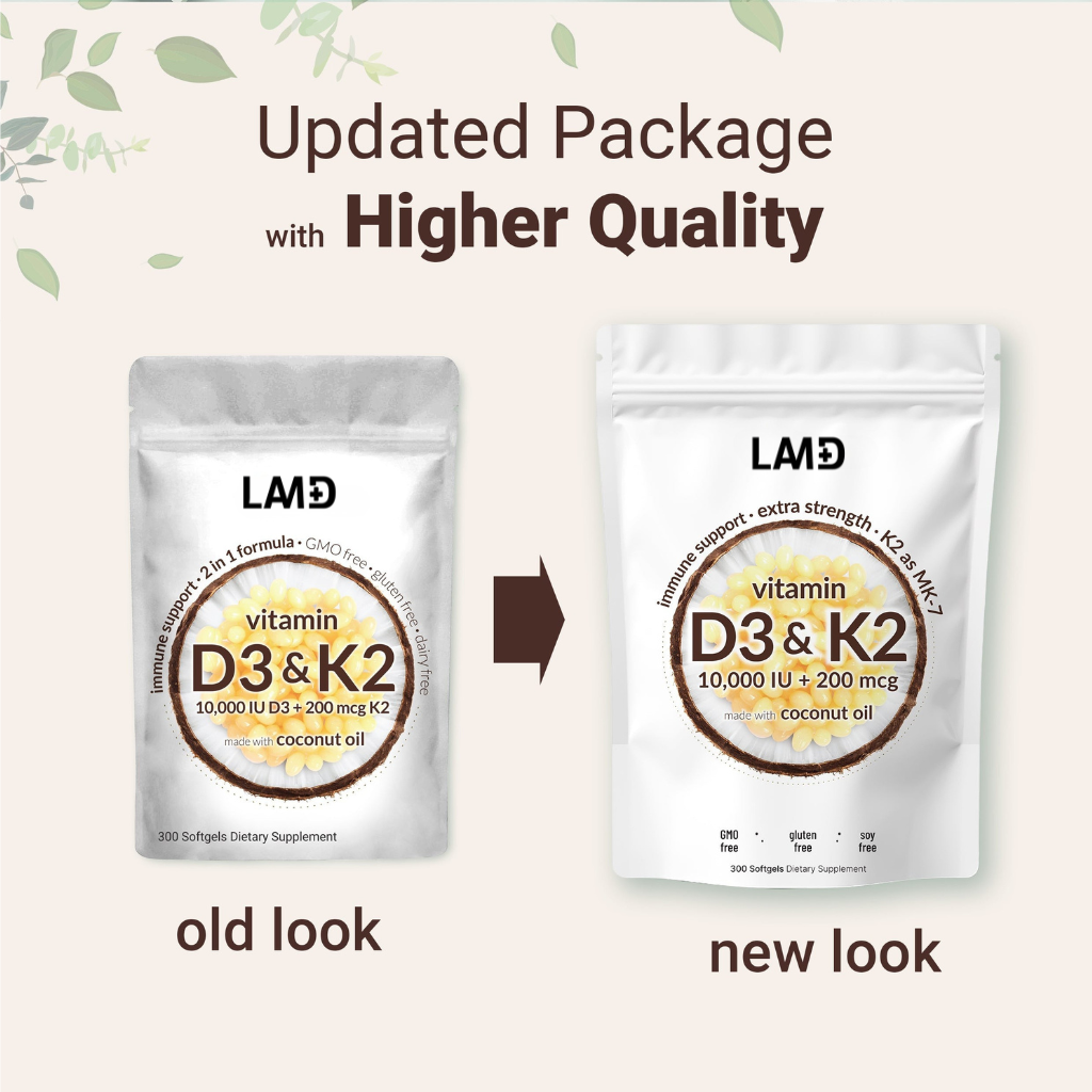 LAMD Vitamin D3 K2 Supplement Softgels